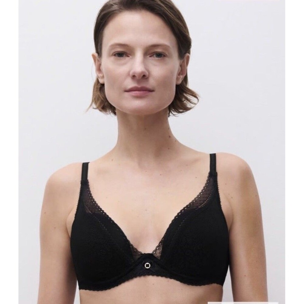 Chantelle Festivité Lace Plunge Bra - Black C36820-011 Size 34D